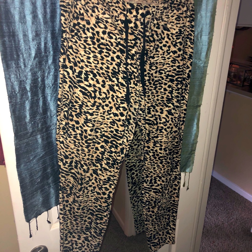Animal print drawstring pants